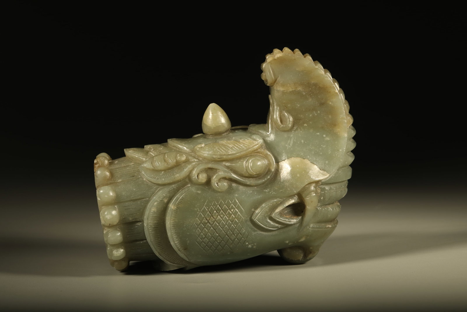 Jade Carved Dragon Head Shape Figure (1 of 6)