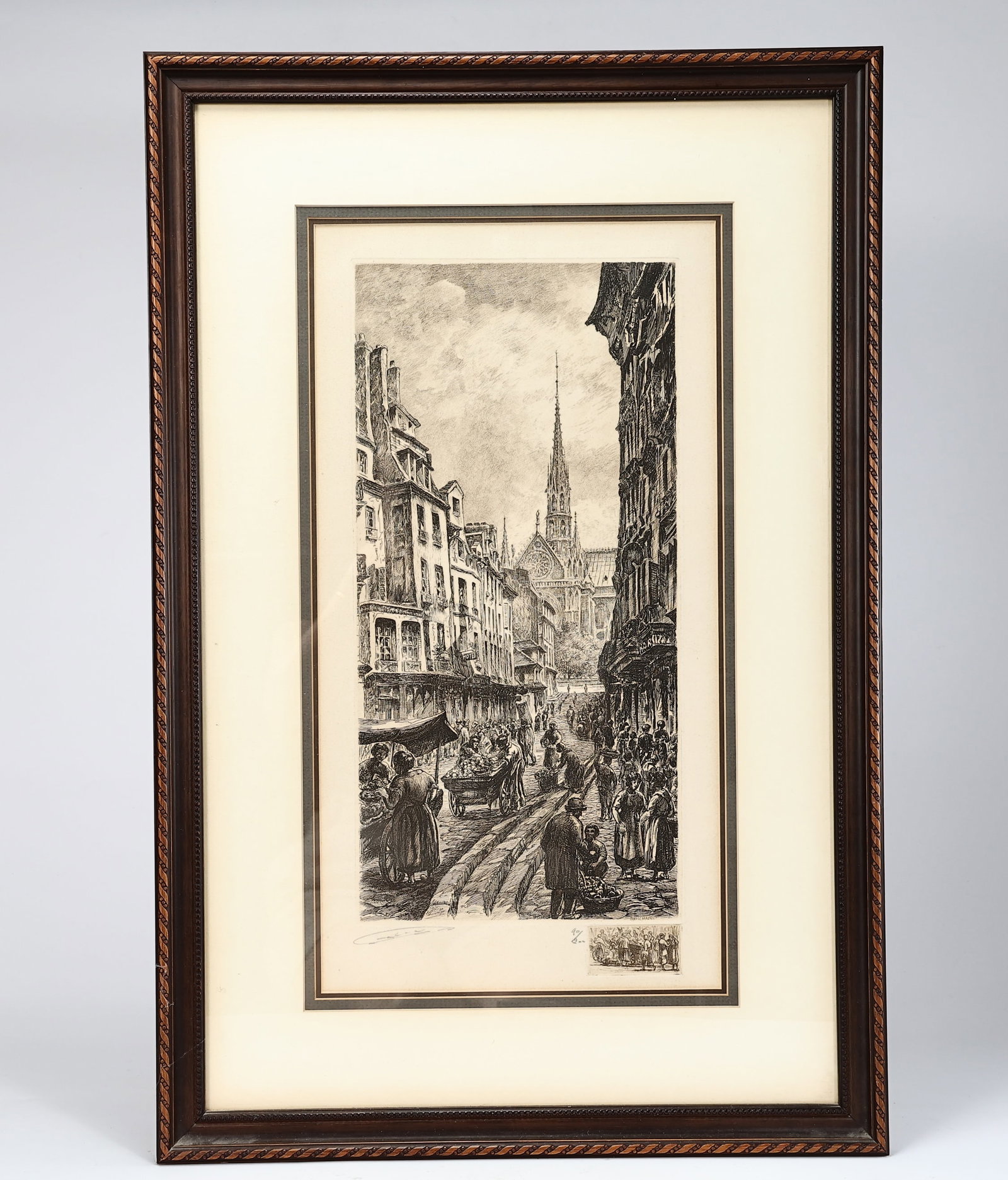 Parisian Cityscape by Aime edmond Dallemagne, Etching Signed 90/200 Edition (1 of 8)