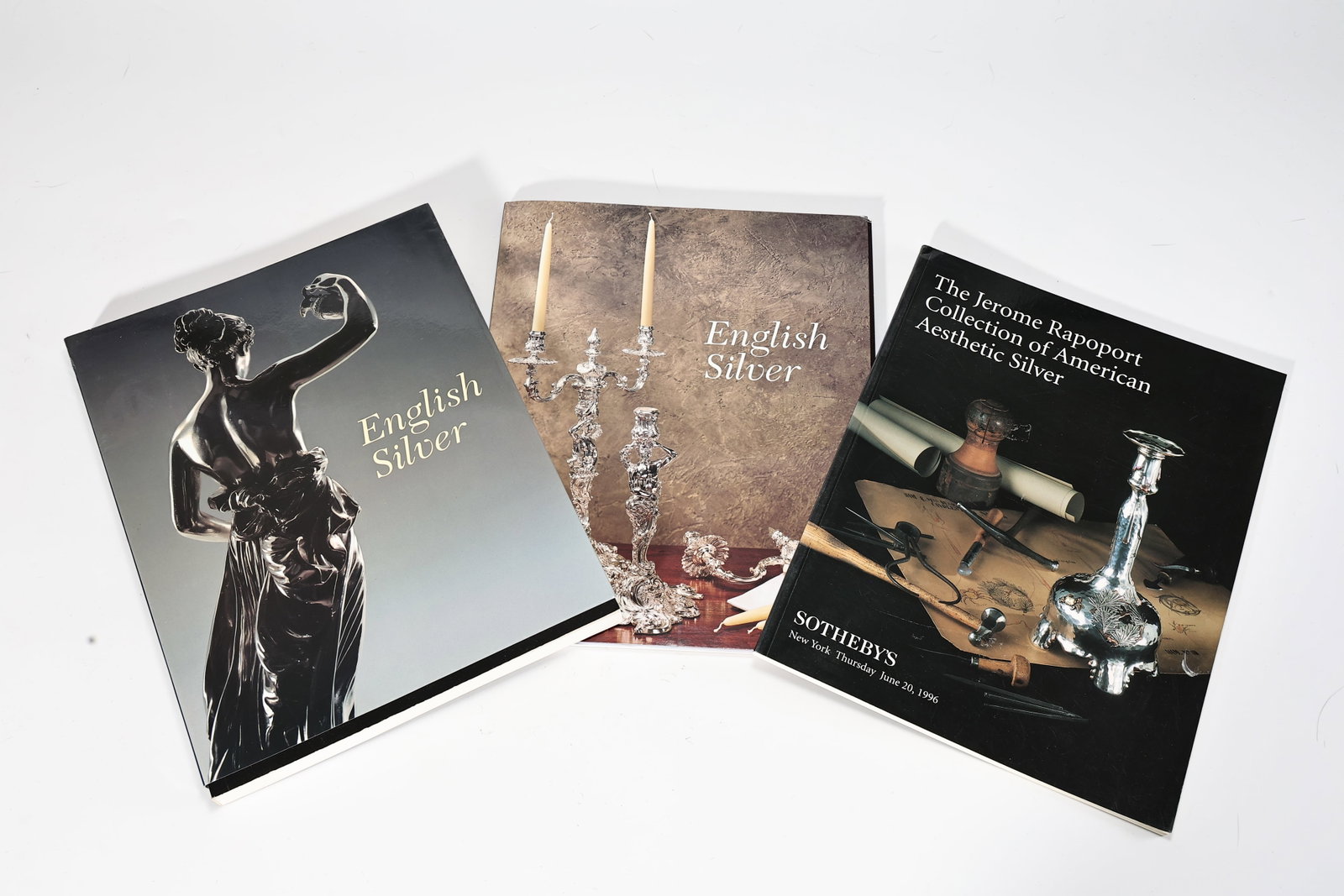 Three Antique Silver Auction Books, English Silver: Three Antique Silver Auction Books, English Silver (20.5 x 26 x 1.5 cm, 20.5 x 26 x 0.5 cm each)
