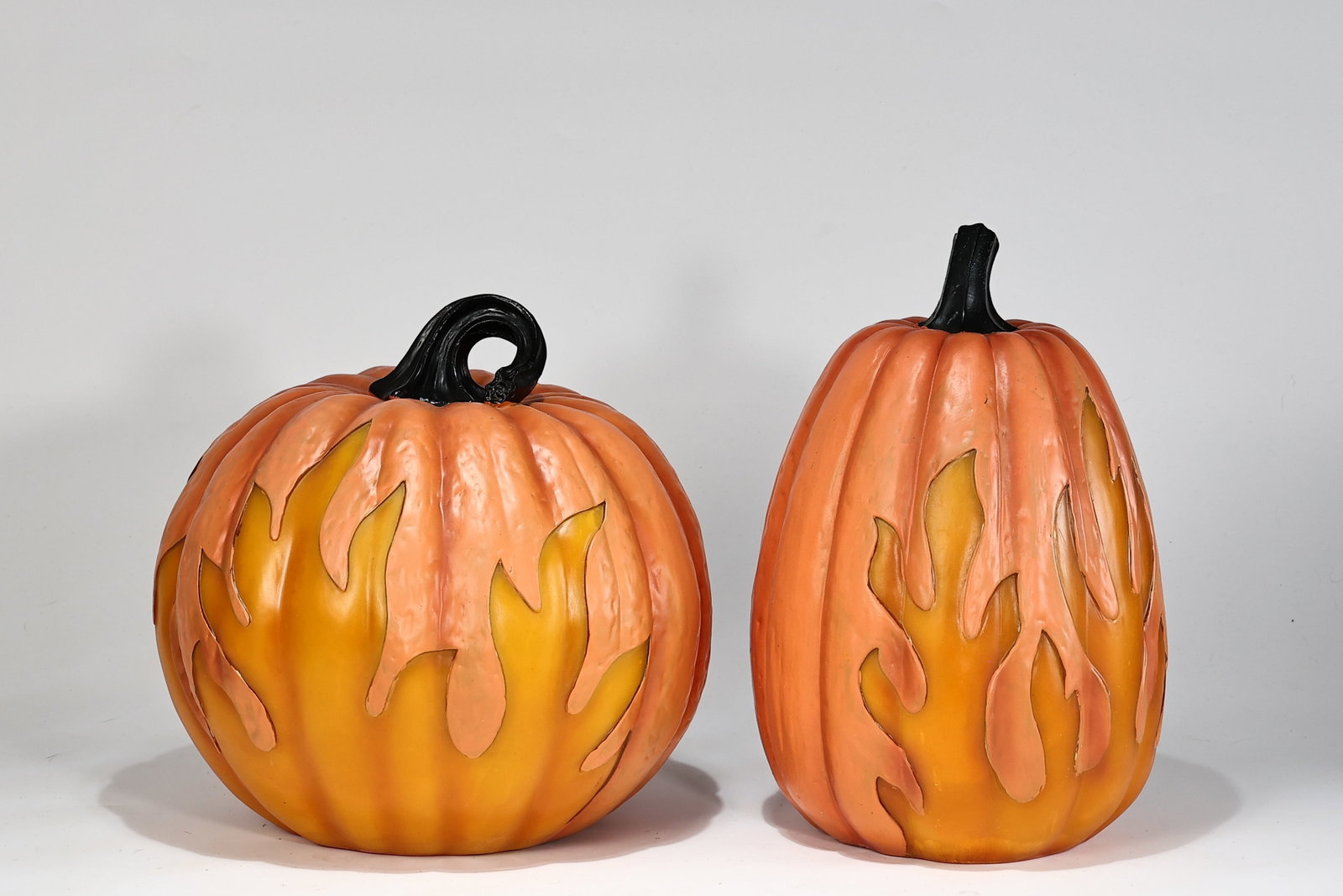 Pair of Halloween Flame Design Pumpkin Lighting Decorations (1 of 4)