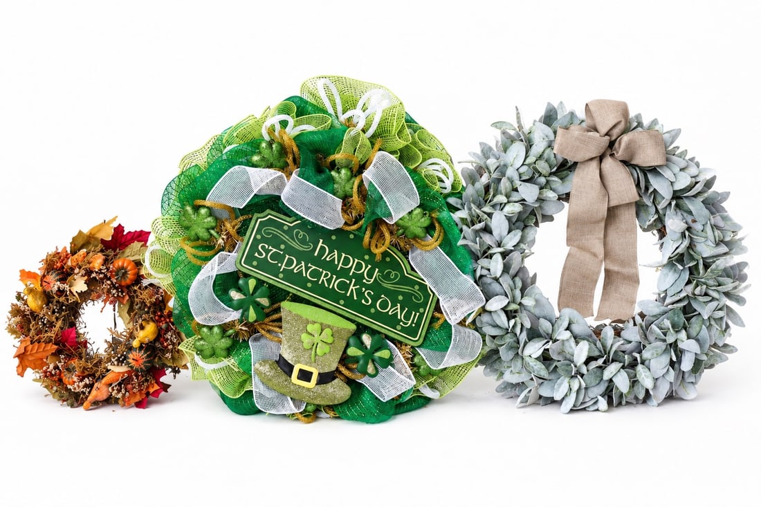 Collection of Seasonal Decorative Wreaths: Collection of Seasonal Decorative Wreaths (About 53 x 8 more or less)