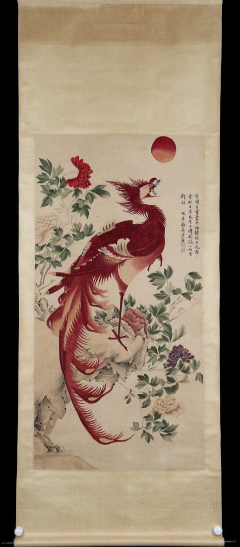 Chinese Drawing Flower and Phoenix Painting,Mei Lanfang Mark (1 of 8)