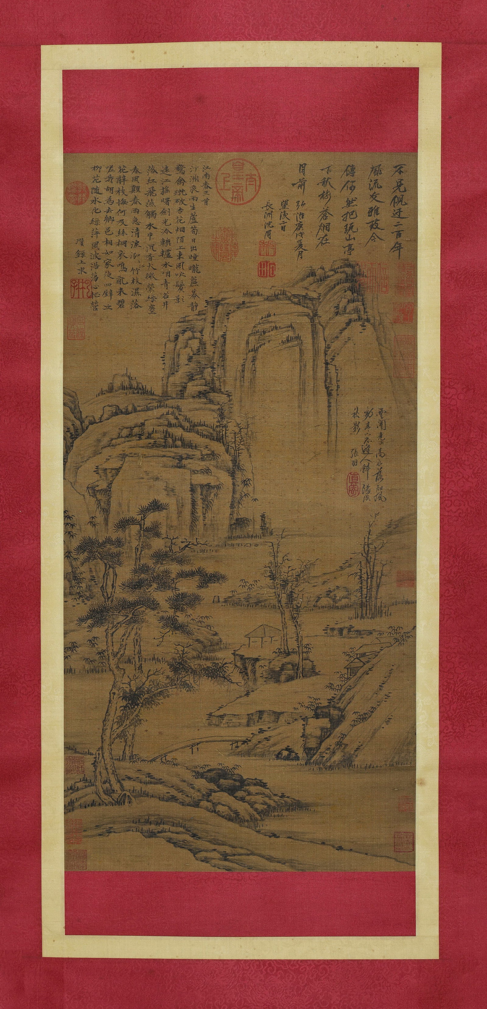 Chinese Drawing Landscape Painting,Ni Zan Mark: Chinese Drawing Landscape Painting,Ni Zan Mark (130 x 40cm)