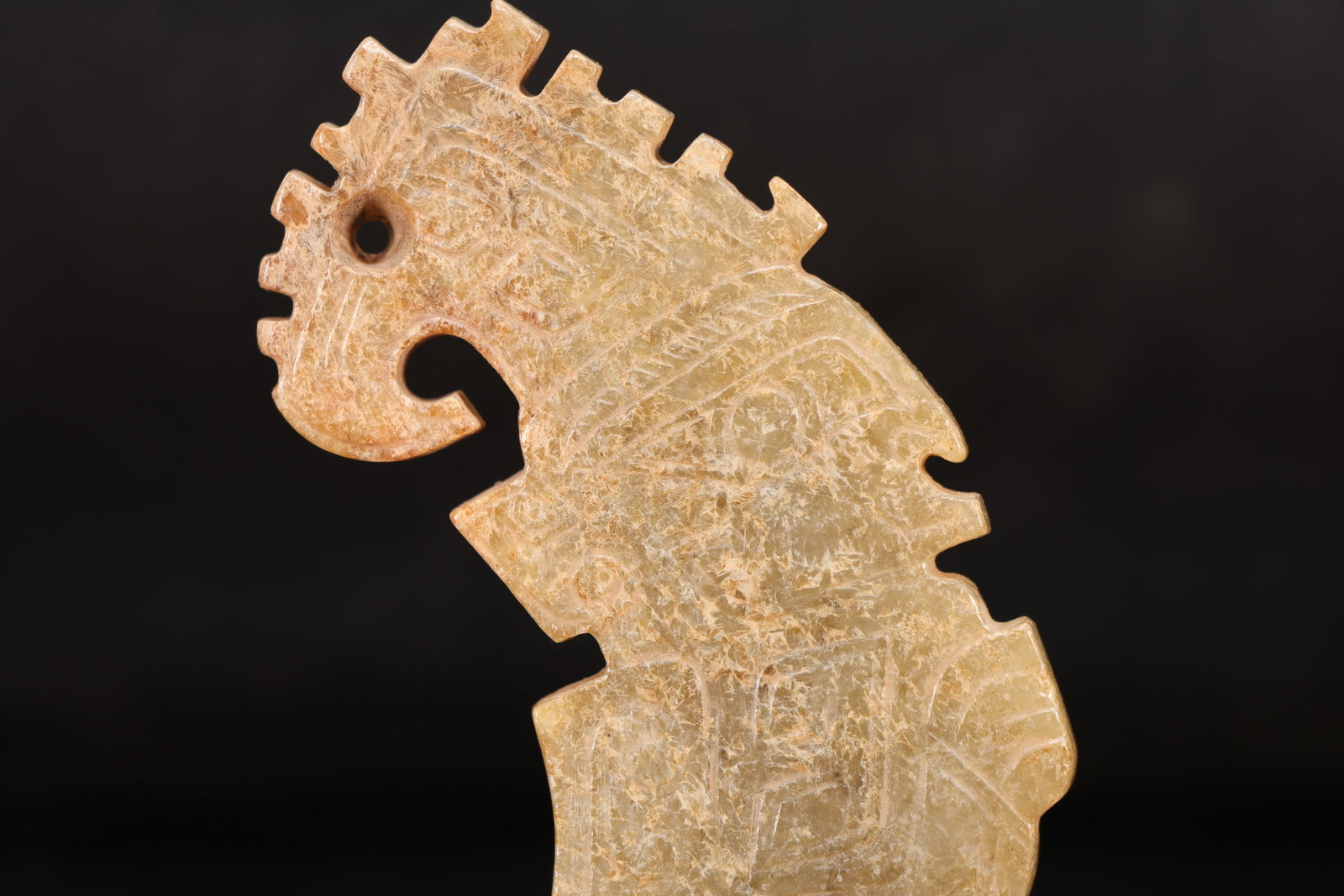 Jade Carved Beast Face Pattern Character Shape Bi - 2