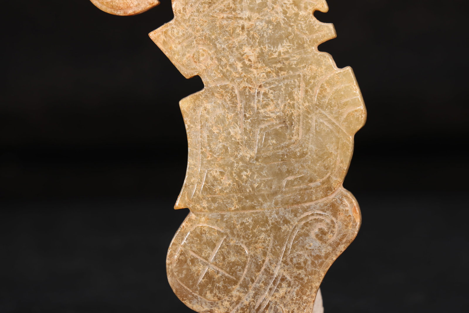 Jade Carved Beast Face Pattern Character Shape Bi - 3