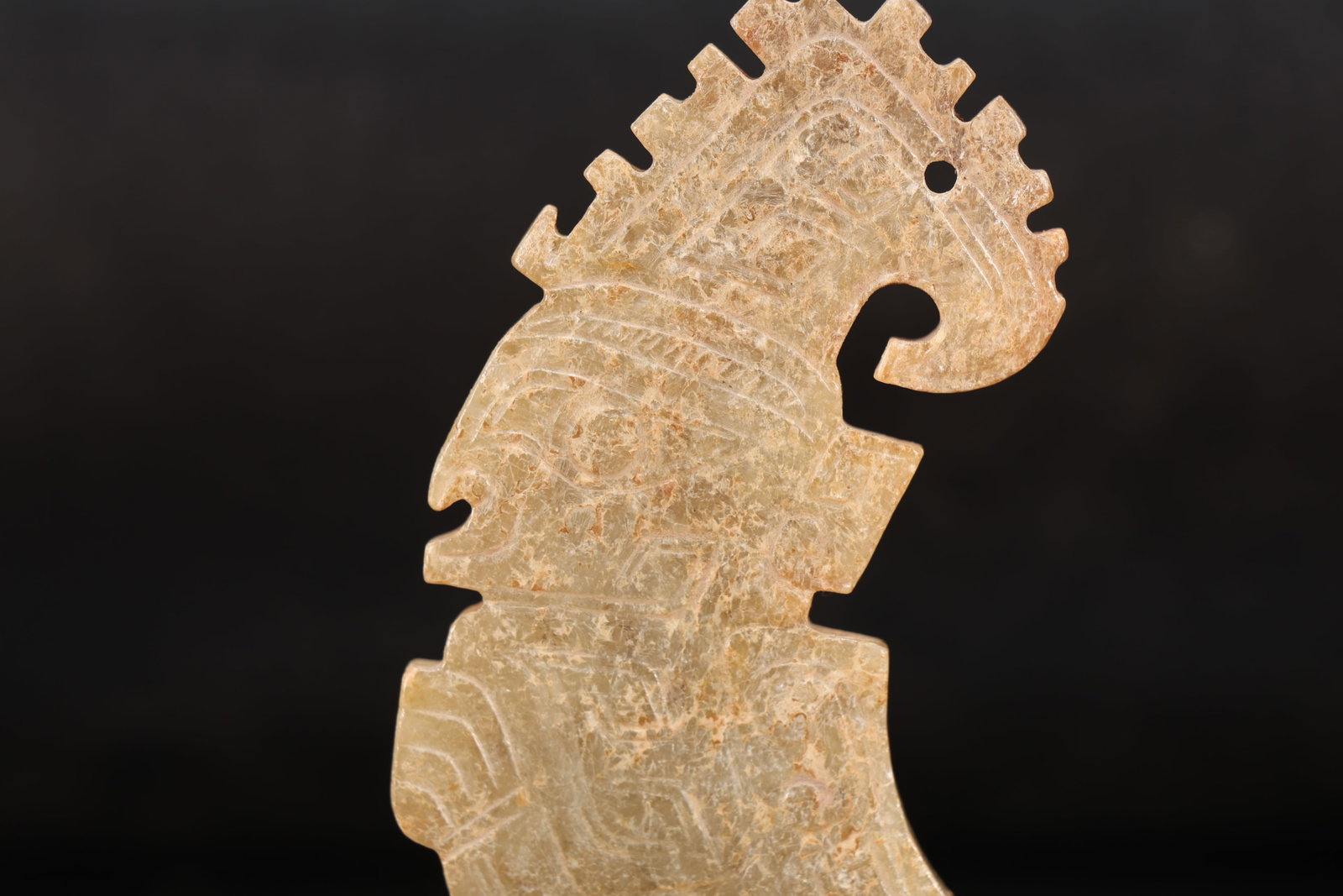 Jade Carved Beast Face Pattern Character Shape Bi - 5