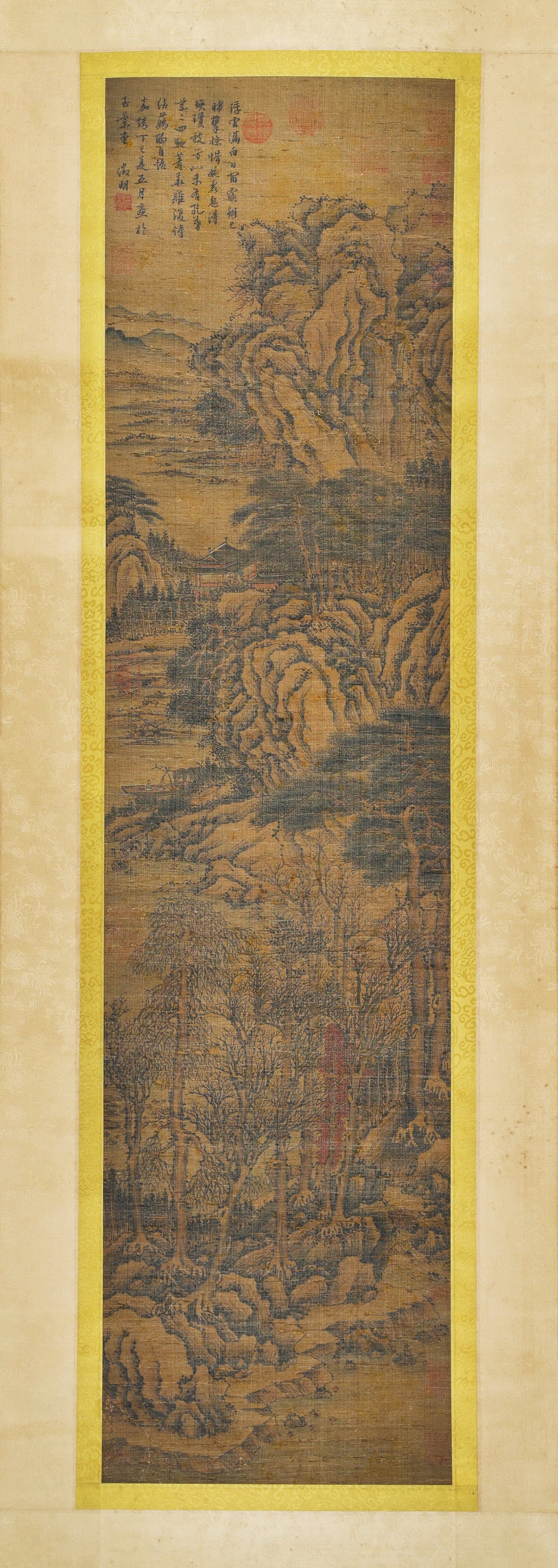 Chinese Drawing Landscape Painting,Wen Zhengming Mark: Chinese Drawing Landscape Painting,Wen Zhengming Mark (127 x 33cm)
