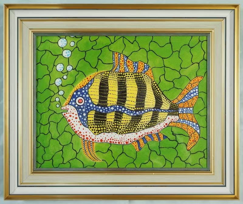 Drawing Fish Oil Painting,Yayoi Kusama Mark (1 of 8)