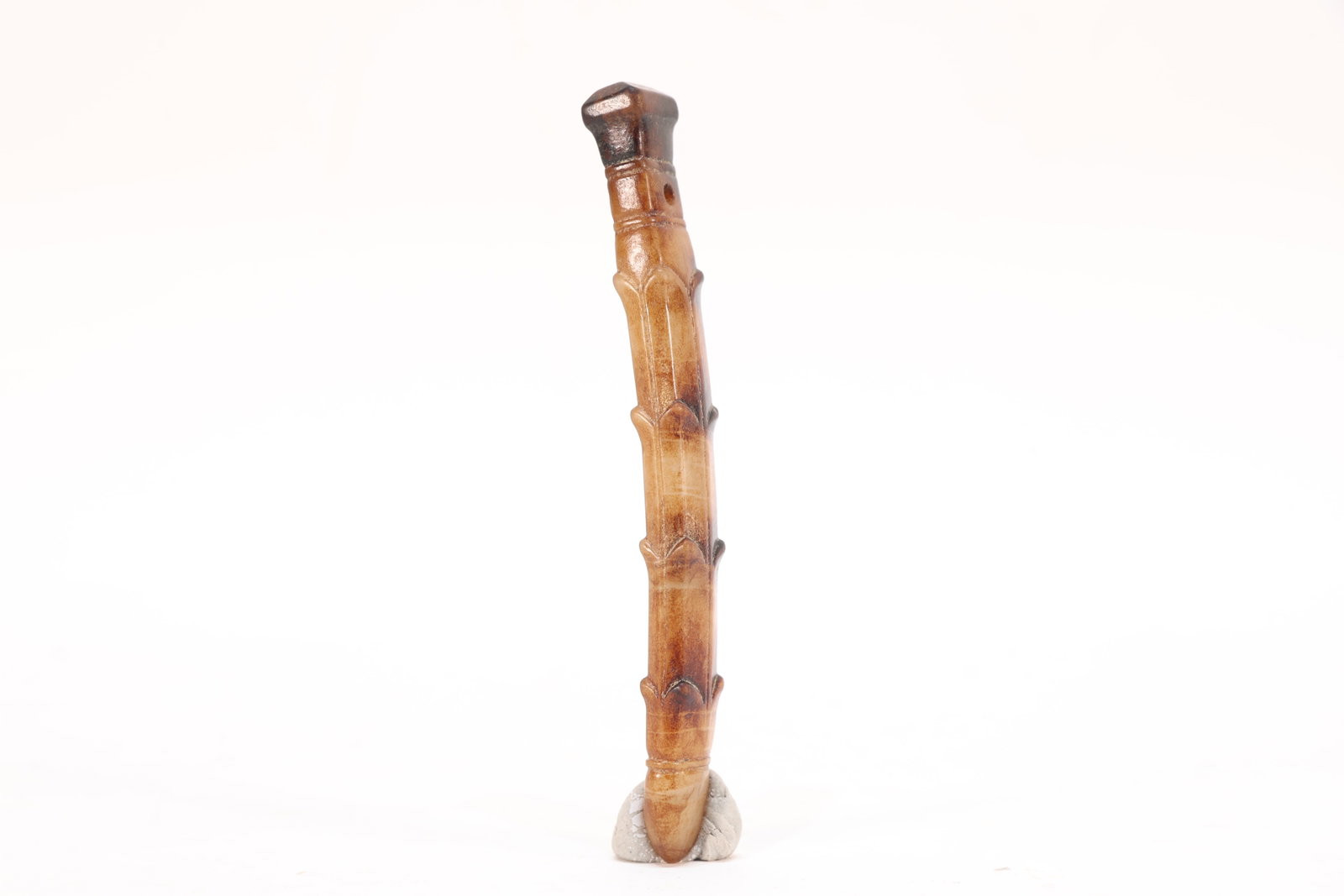 Jade Carved Lotus Flower Shape Stick Ornament: Jade Carved Lotus Flower Shape Stick Ornament (9.5 x 1.2 x 1cm)