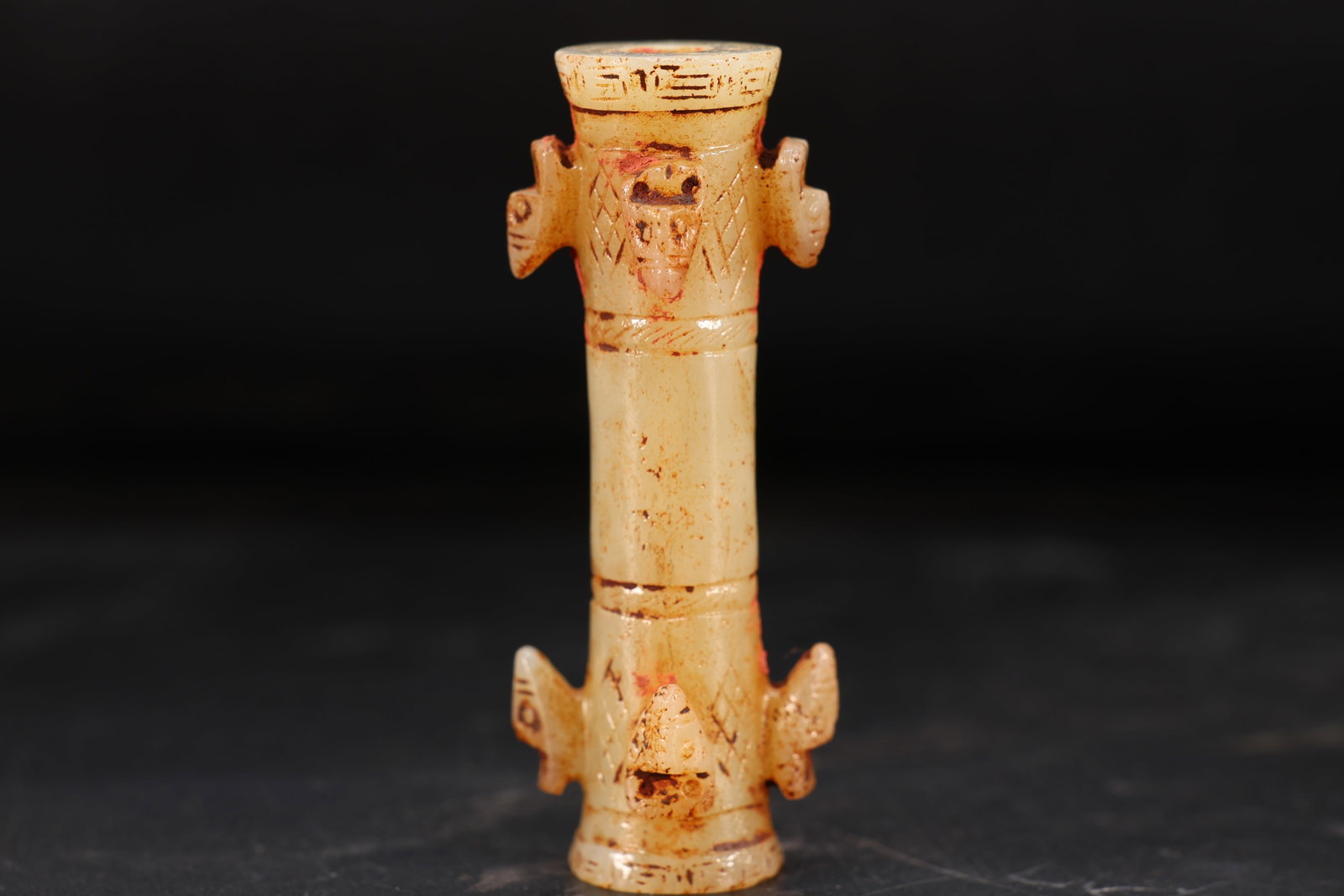 Jade Carved Beast Face Pattern Stick - 2