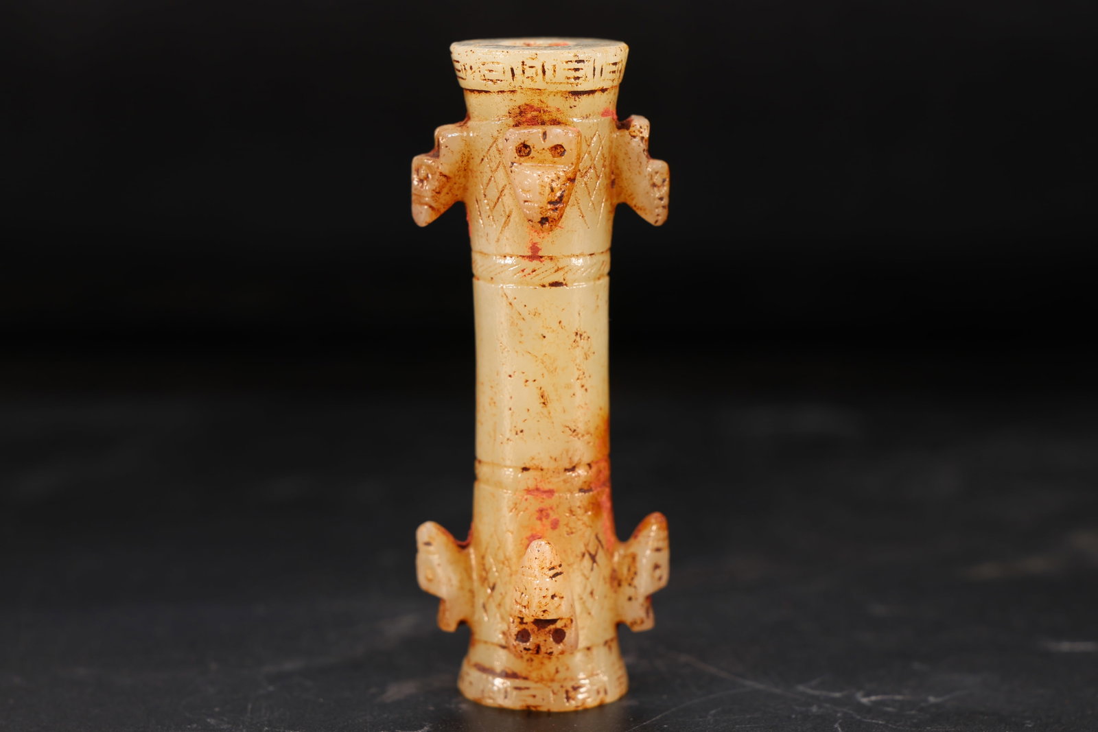 Jade Carved Beast Face Pattern Stick - 3