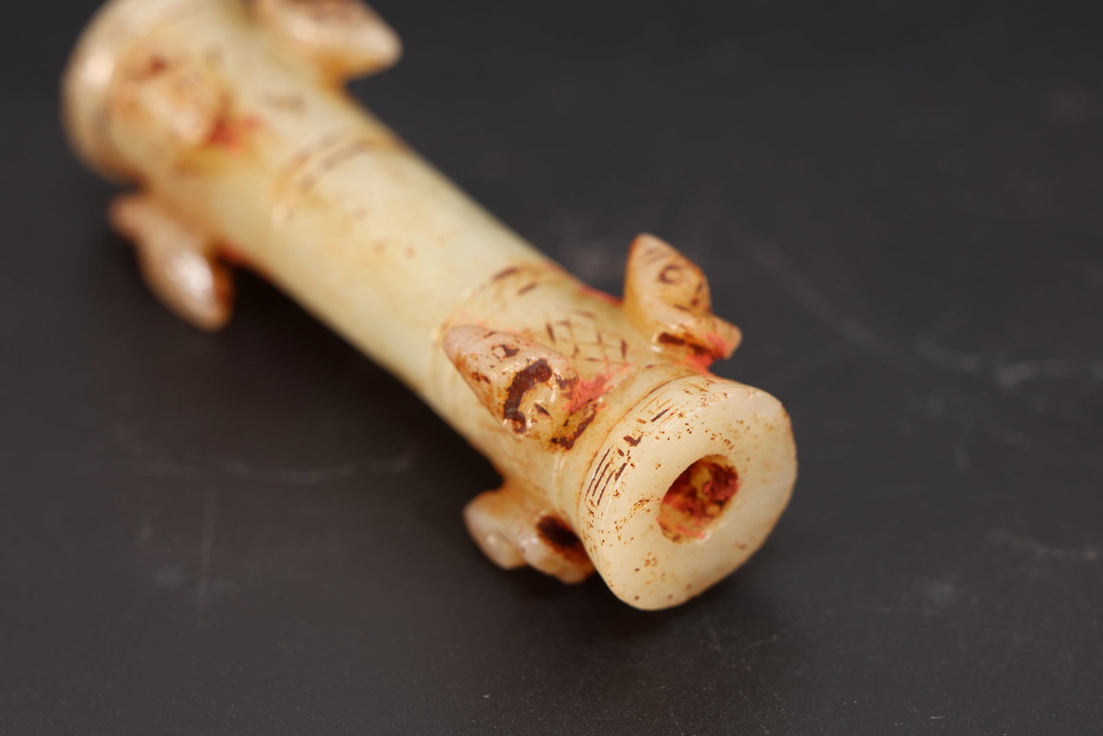 Jade Carved Beast Face Pattern Stick - 4