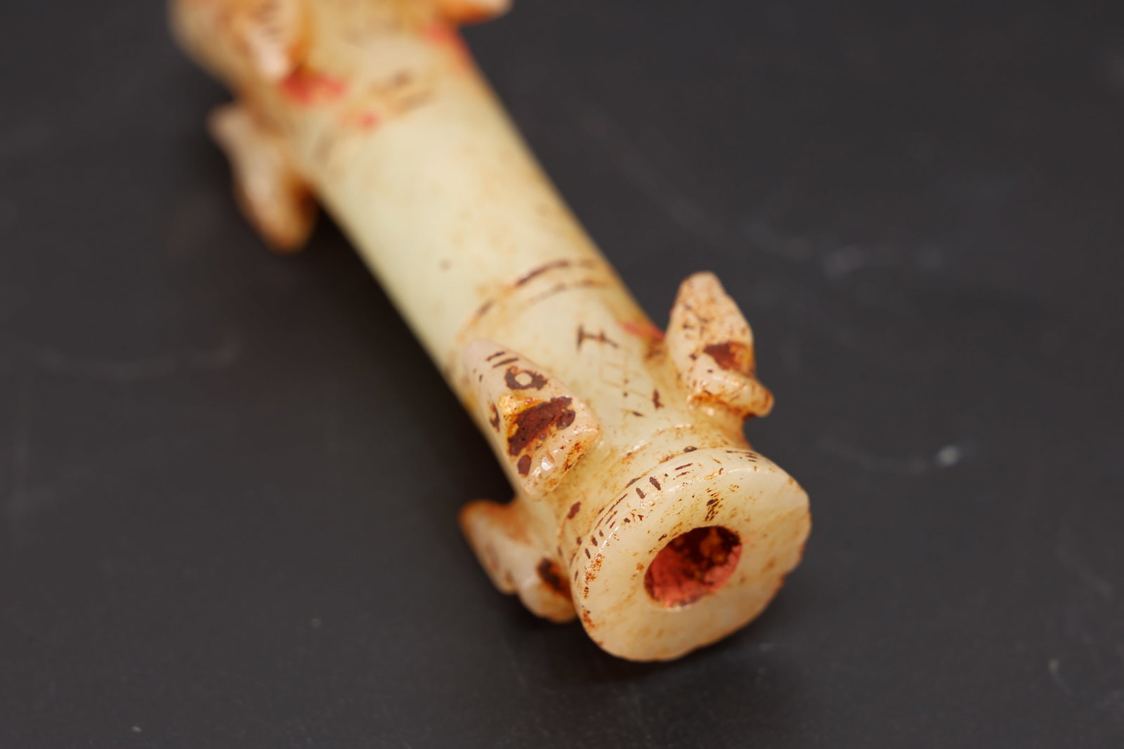 Jade Carved Beast Face Pattern Stick - 5