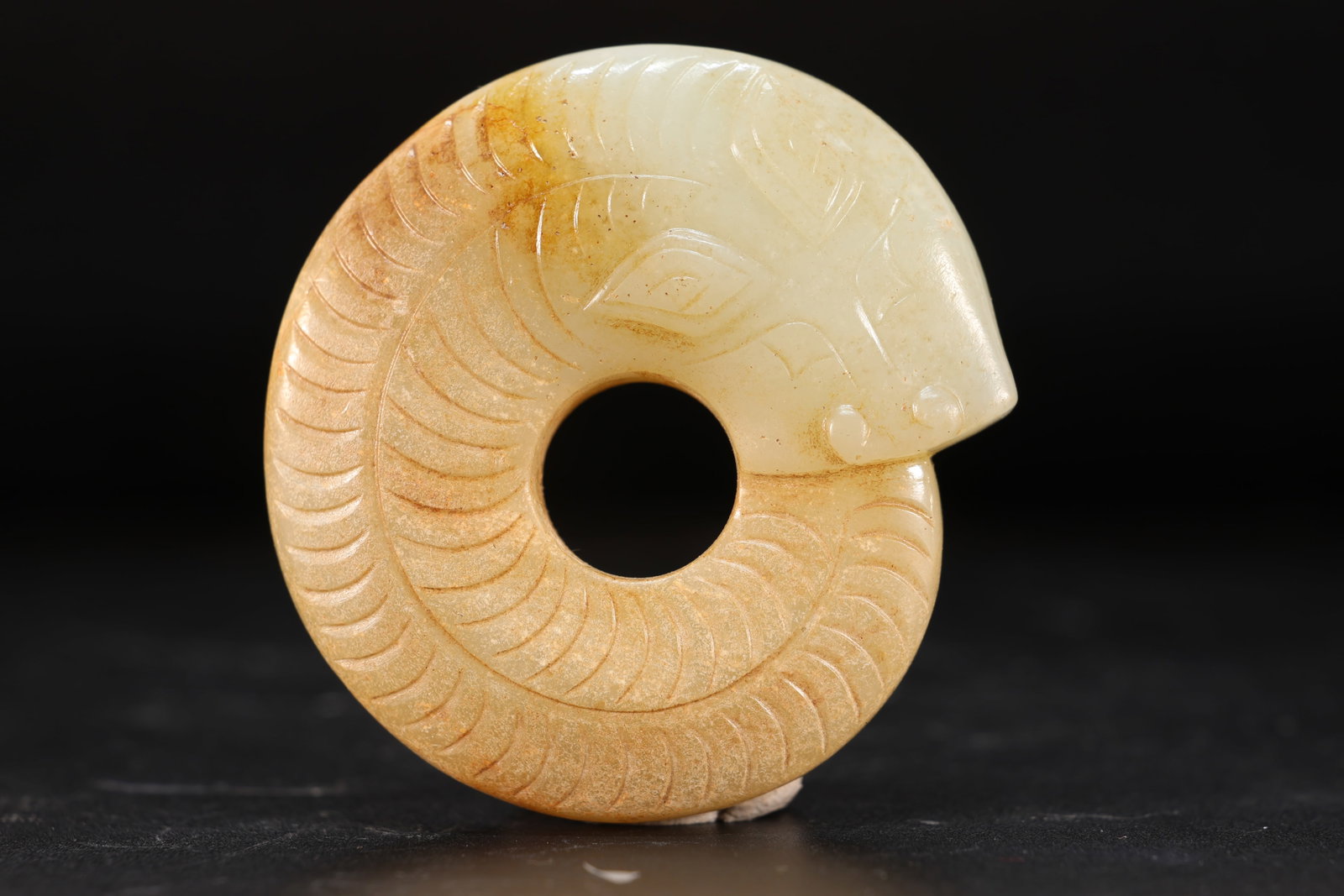Jade Carved Dragon Pattern Bi: Jade Carved Dragon Pattern Bi (5.5 x 0.8cm)