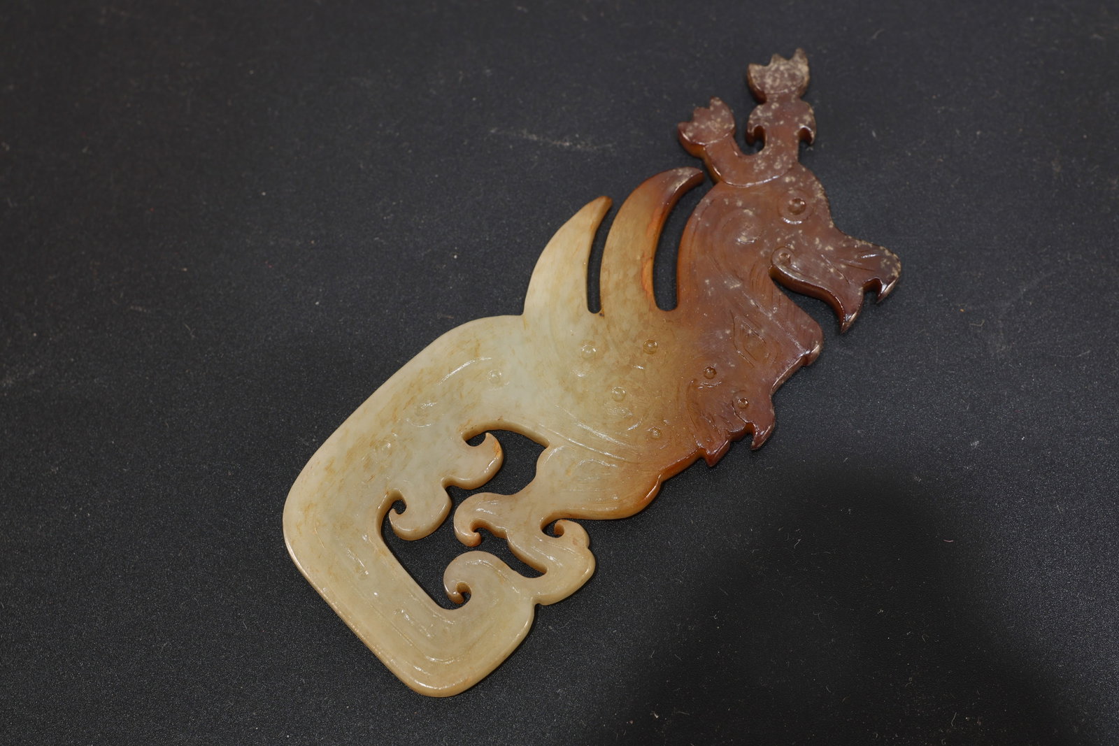 Jade Carved Beast Face Pattern Dragon Shape Bi (1 of 8)