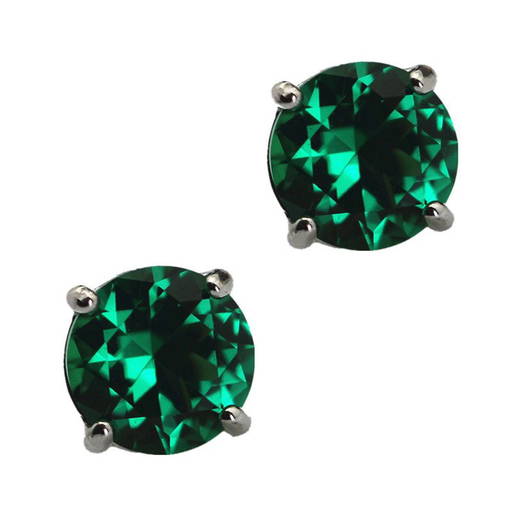 Round Emerald Female Stud Earrings