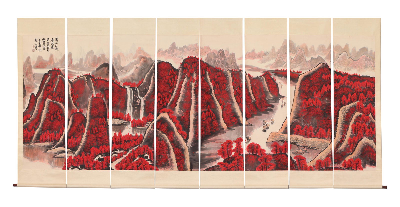EIGHT CHINESE SCROLL PAINTINGS OF AUTUMN LANDSCAPE (1 of 10)