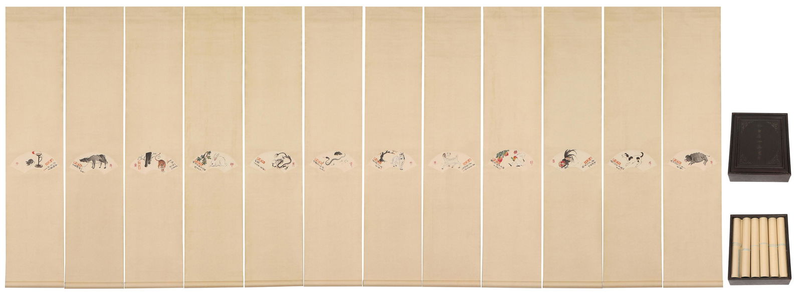 THE TWELVE CHINESE ZODIAC ANIMALS SCROLL PAINTINGS (1 of 15)