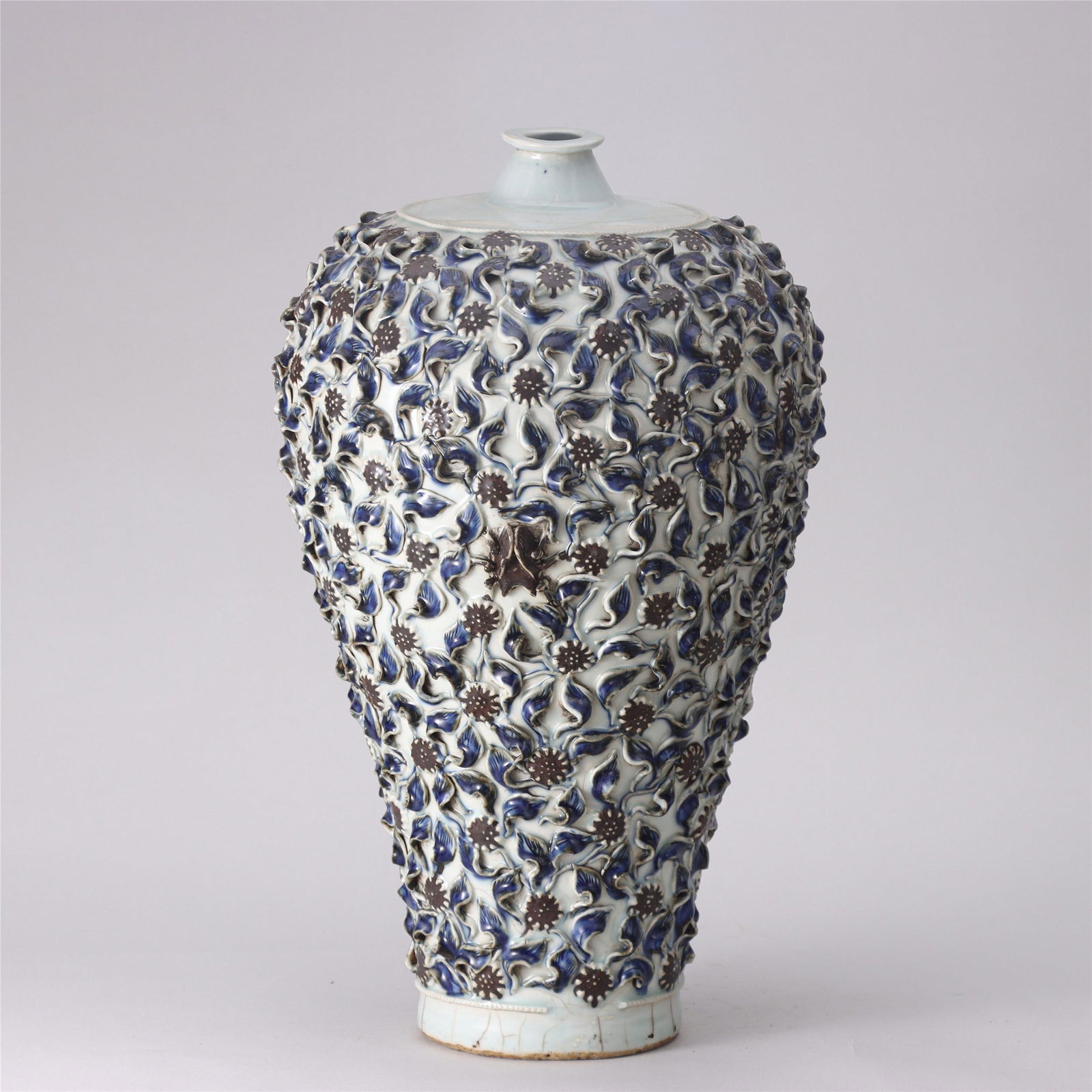A Blue and White Underglaze Red Floral Vase (1 of 8)