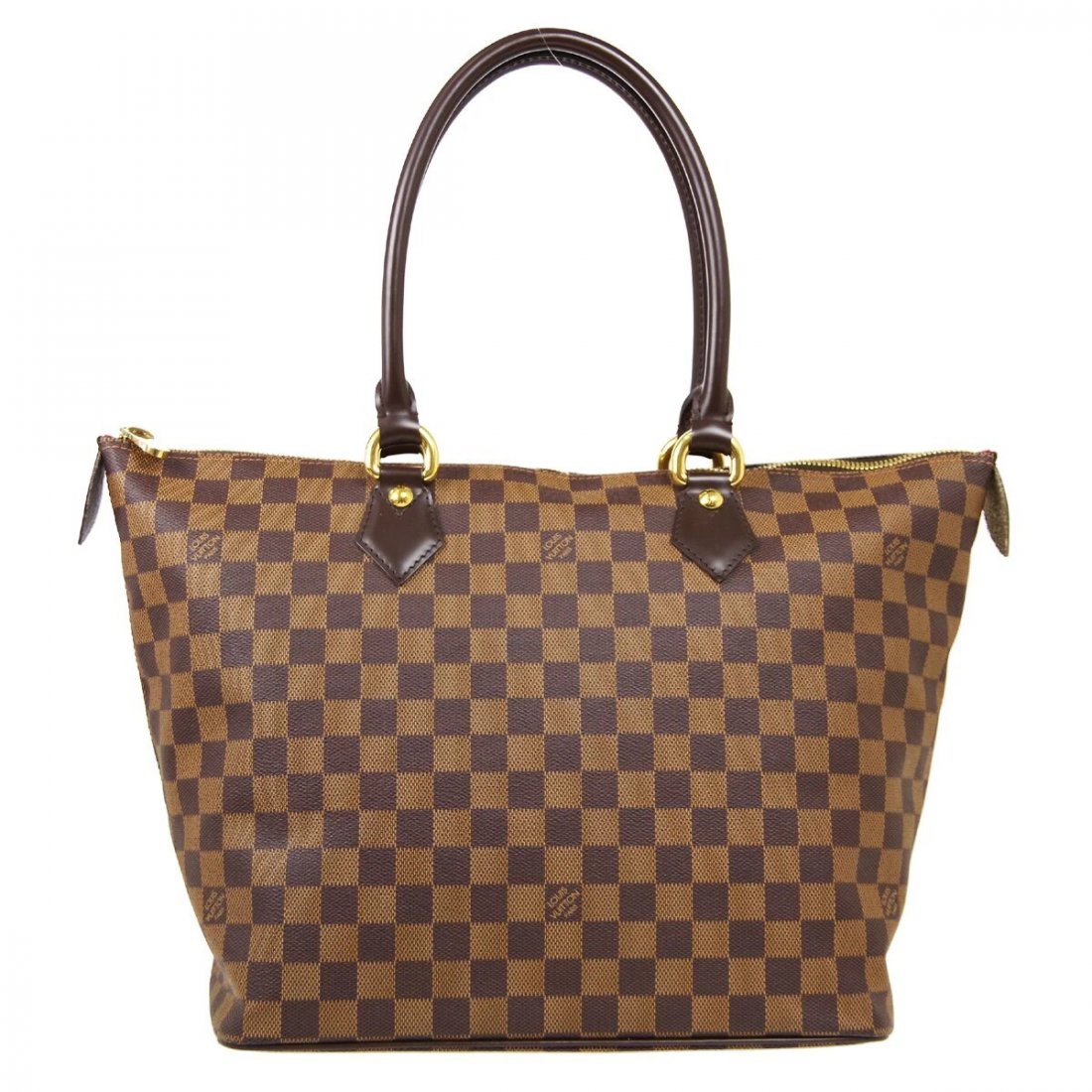 Louis Vuitton Saleya MM Damier Shoulder Tote Han: Brand: Louis VuittonStyle Name: Saleya MMStyle Number: N51182Date Code: *unrecognizable (because of rubbed)Color: Brown, Gold hardwareMaterial: Damier canvas, LeatherLining: AlcantaraComes with: NONEC