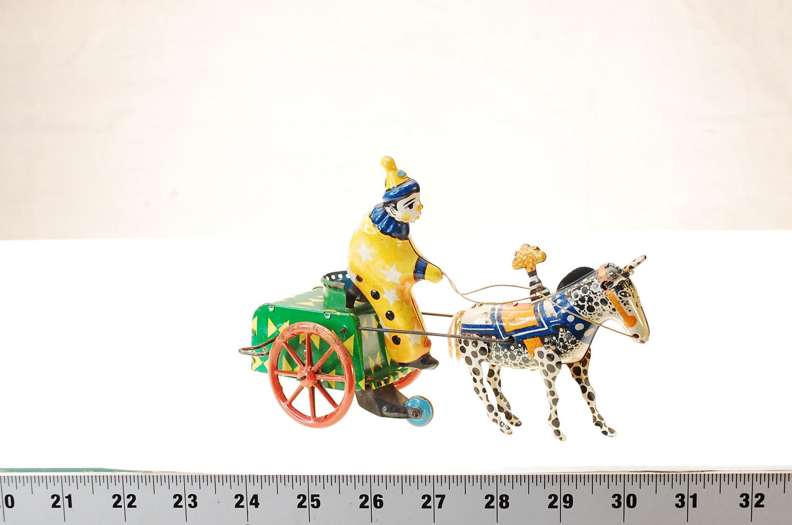 Antique Rare Old Wind-up Tin Toy Circus Clown Horseman (1 of 5)