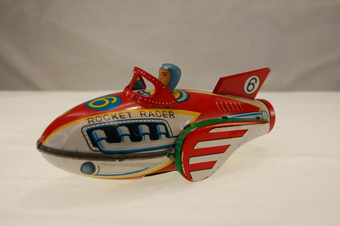 VINTAGE ROCKET RACER #6 TIN TOY WORKING (1 of 4)