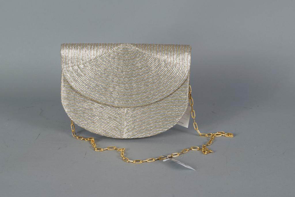 Vintage Guy Laroche evening bag, silver and gold threads, with original label: Vintage Guy Laroche evening bag, silver and gold threads, with original label