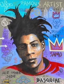 PORTRAIT OF JEAN-MICHEL BASQUIAT. PAINTING ON PAPER