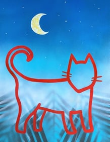 POP ART PAINTING ON PAPER (CAT)