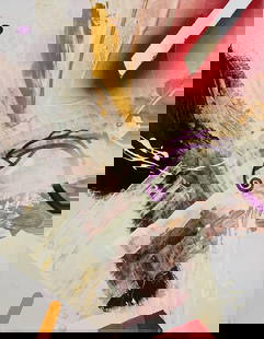 ABSTRACT ART PAINTING ON CARDBOARD: ABSTRACT ART PAINTING. UNFRAMED MIXED MEDIA PAINTING ON CARDBOARD. SIZE: 14 x 11 INCHES. APPROX