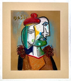 IN THE STYLE OF PABLO PICASSO.(AFTER) OIL PASTEL ON PAPER