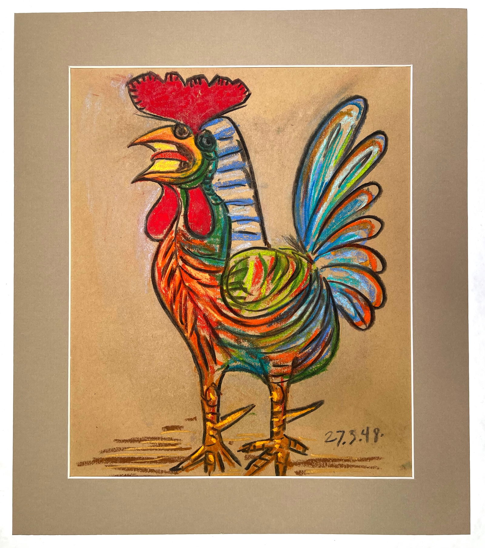 IN THE STYLE OF PABLO PICASSO.(AFTER) OIL PASTEL ON PAPER