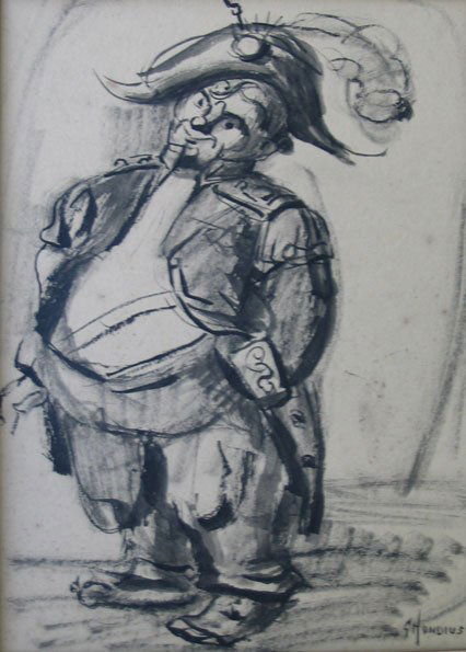 Painting Portrait Captain: Artist: Gerrit Hondius Biography: (1891-1970) Studied at ASL with Max Weber and A. Dasburg, Royal Academy, The Hague. Exhibited at: WMAA 1924-26, 32 and 34. Also WFNY, 1939, GGE, 1939, Rockefelle