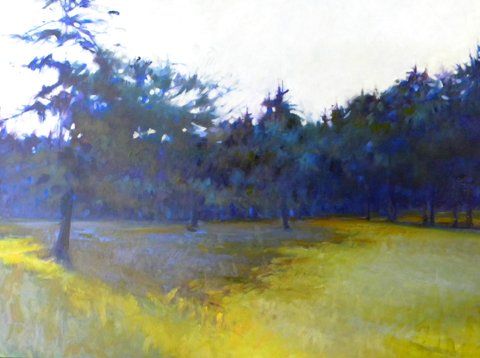 John DiMestico, In to the Woods, oil on canvas: John DiMestico, In to the Woods, oil on canvas, 30 x 40, sll, , Framing: none, - About the Artist: John DiMestico (born 1949) Represented by Erdreich White Fine Art, Boston. Studied with Wolf Kahn and