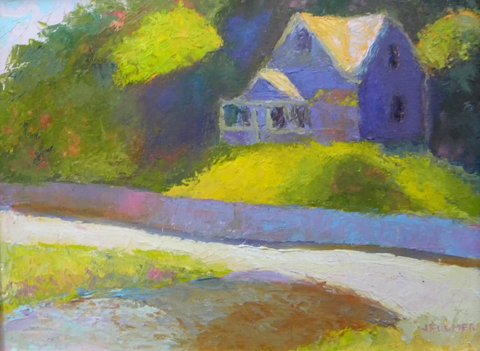 Painting, oil, Truro, Pamet House, Judith Fulmer: Judith Fulmer, Pamet House, oil on masonite, 12 x 16, slr and verso, titled verso, Framing: gold gilt, 16.5 x 20.5 About the Artist: Judith Fulmer (b.1962) Represented by the Wohlfarth Gallery, Provin