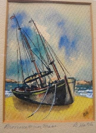 watercolor, Provincetown, Fishing Boat, B. Hatch
