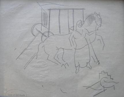 graphite, Provincetown, Karl Knaths, girl/horse: Artist: Karl Otto Knaths, N.A. Title: Untitled Horse and Girl Medium: graphite on paper Art Size (H x W): 8 x 10 Signed: estate stamped lower left Notes: 2 additional drawings and some mathematical eq