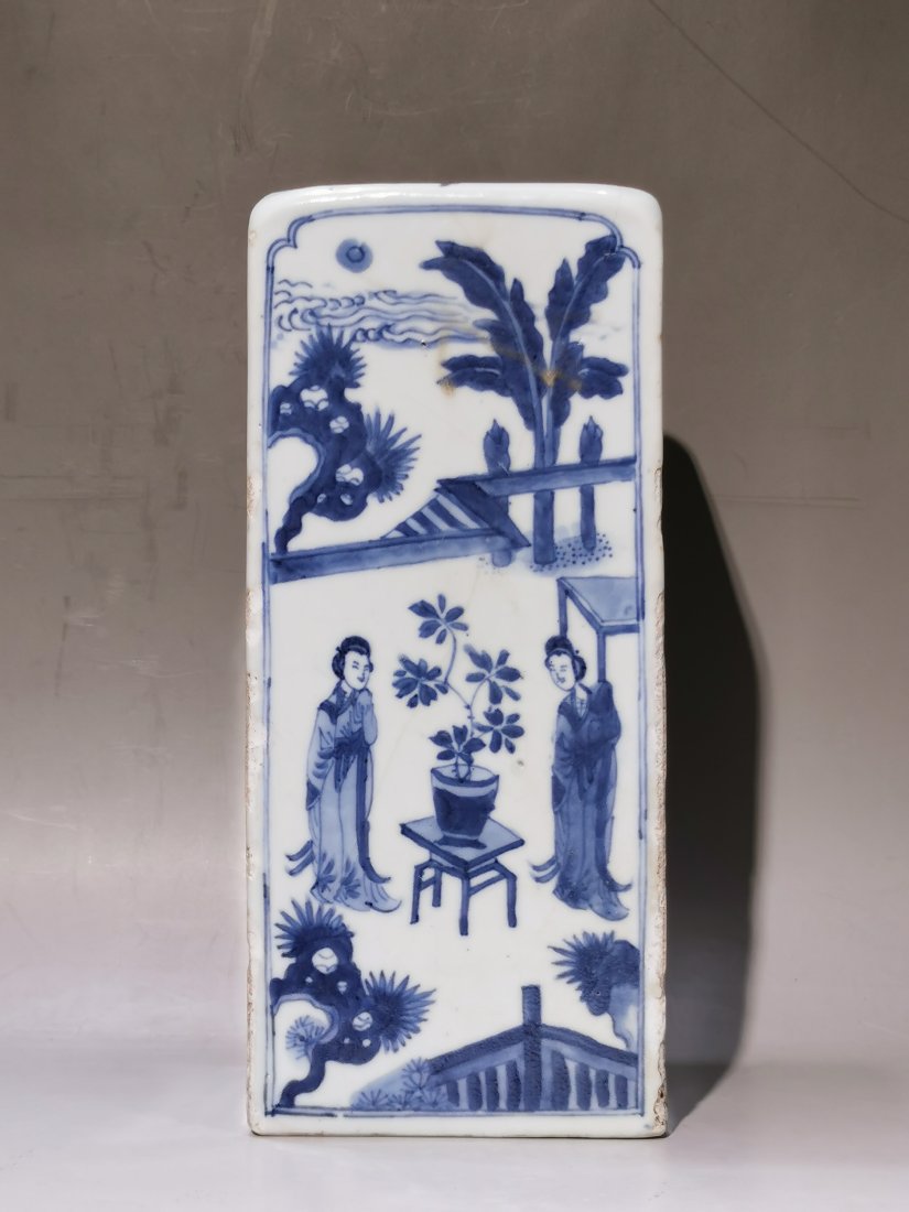 Chinese Blue and White Porcelain Square Bottle,Kangxi (1 of 6)