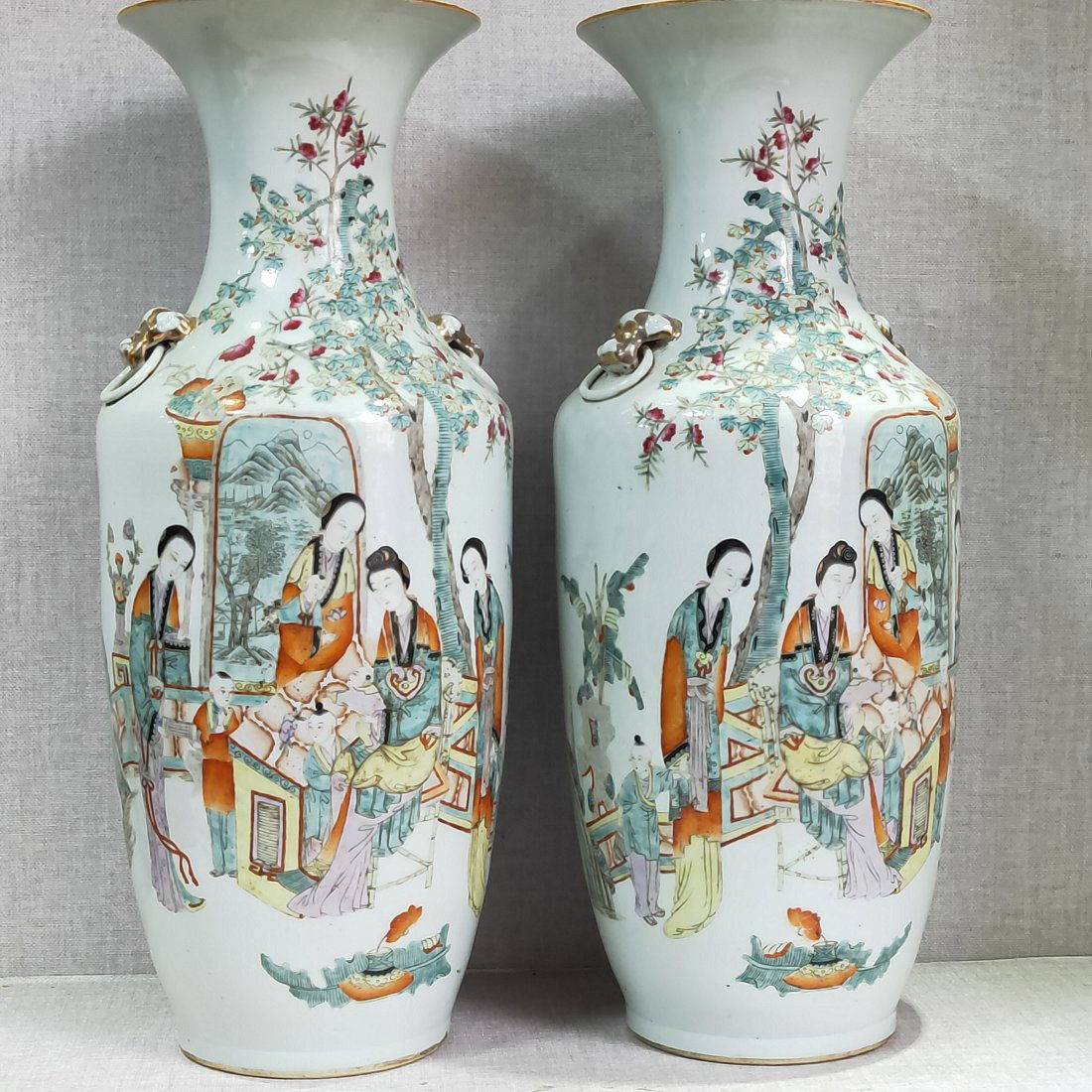 Large Pair of Chinese Famille Rose Porcelain Vases. (1 of 4)