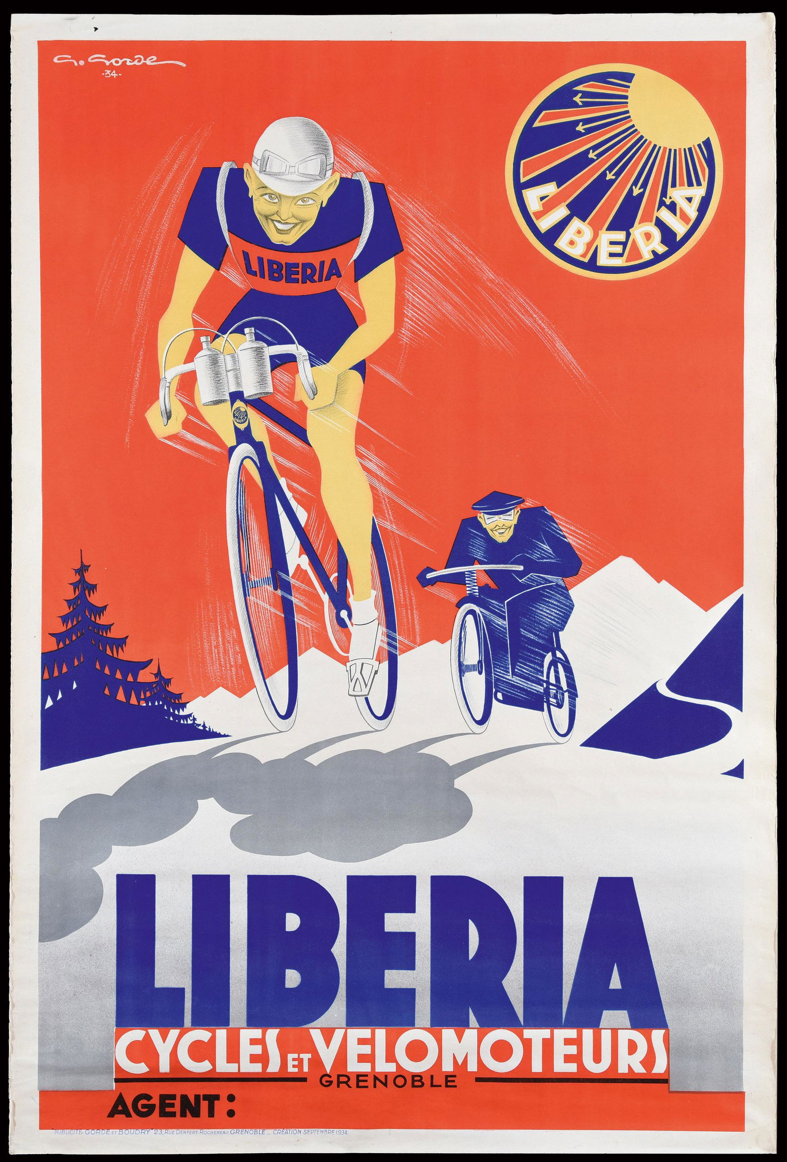 LIBERIA - CYCLES ET VELOMOTEURS - VINTAGE POSTER by (1 of 1)