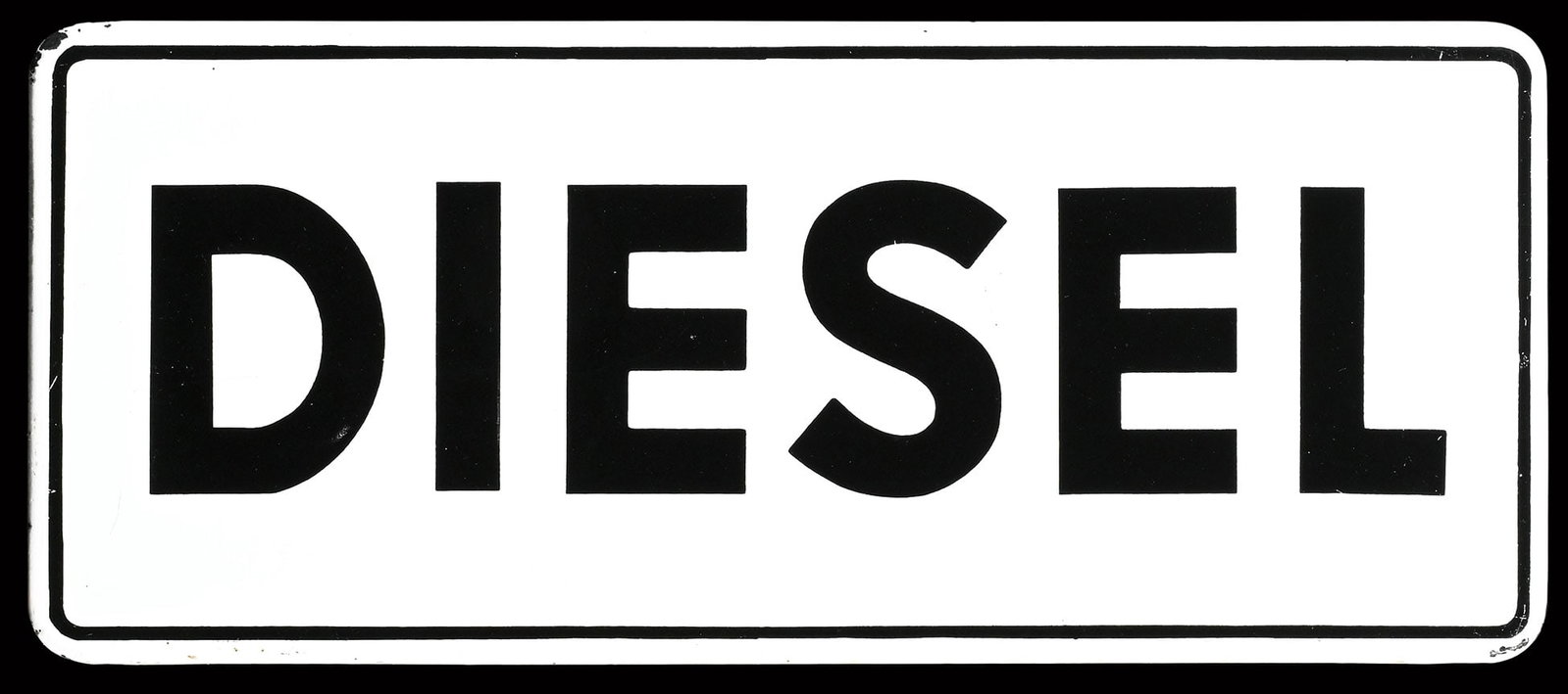 DIESEL | 19" PORCELAIN SIGN: Porcelain sign ( Enamel sign ), stenciled, the back still with the old metal mount, GER around 1960, 48 x 20 cm | We do only sell old original pieces - no reproductions or fakes. We pack in house, mos