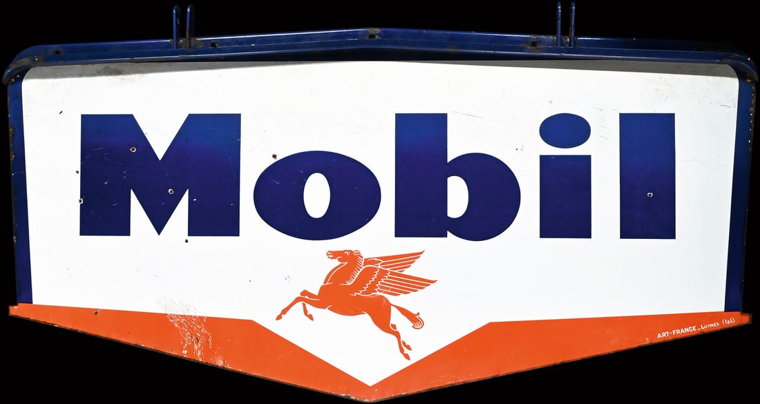 MOBIL | 56" PORCELAIN SIGN | DOUBLE SIDED HANGER (1 of 12)