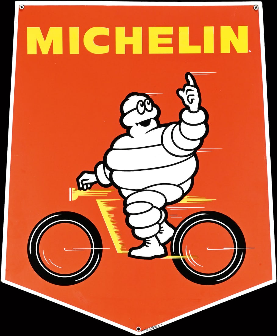 MICHELIN | 30" PORCELAIN SIGN | BIG SIZE DOUBLE SIDED HANGER (1 of 13)