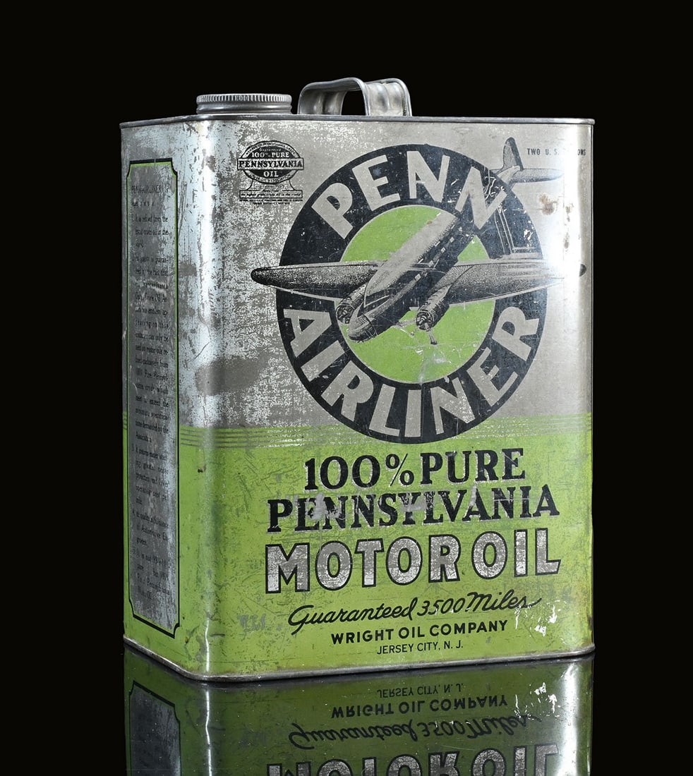PENN AIRLINER MOTOR OIL - WRIGHT OIL COMPANY | OIL CAN (1 of 5)