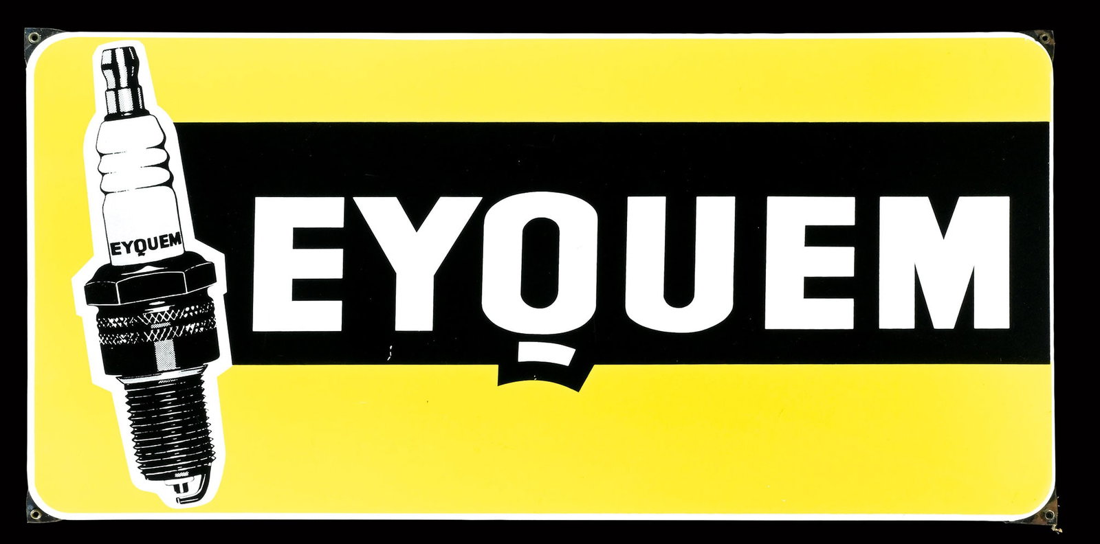 EYQUEM | 39" PORCELAIN SIGN: Porcelain sign ( Enamel sign ), stenciled, F 1960s, 100 x 50 cm | We do only sell old original pieces - no reproductions or fakes. We pack in house, most items can be shipped overseas. Wooden crates a