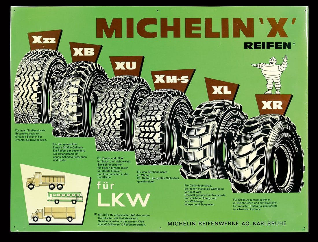 MICHELIN "X" | 31" TIN SIGN | SUPERB CONDITION: Tin sign, GER 1960s, 60 x 80 cm | We do only sell old original pieces - no reproductions or fakes. We pack in house, most items can be shipped overseas. Wooden crates are available. For further shippi