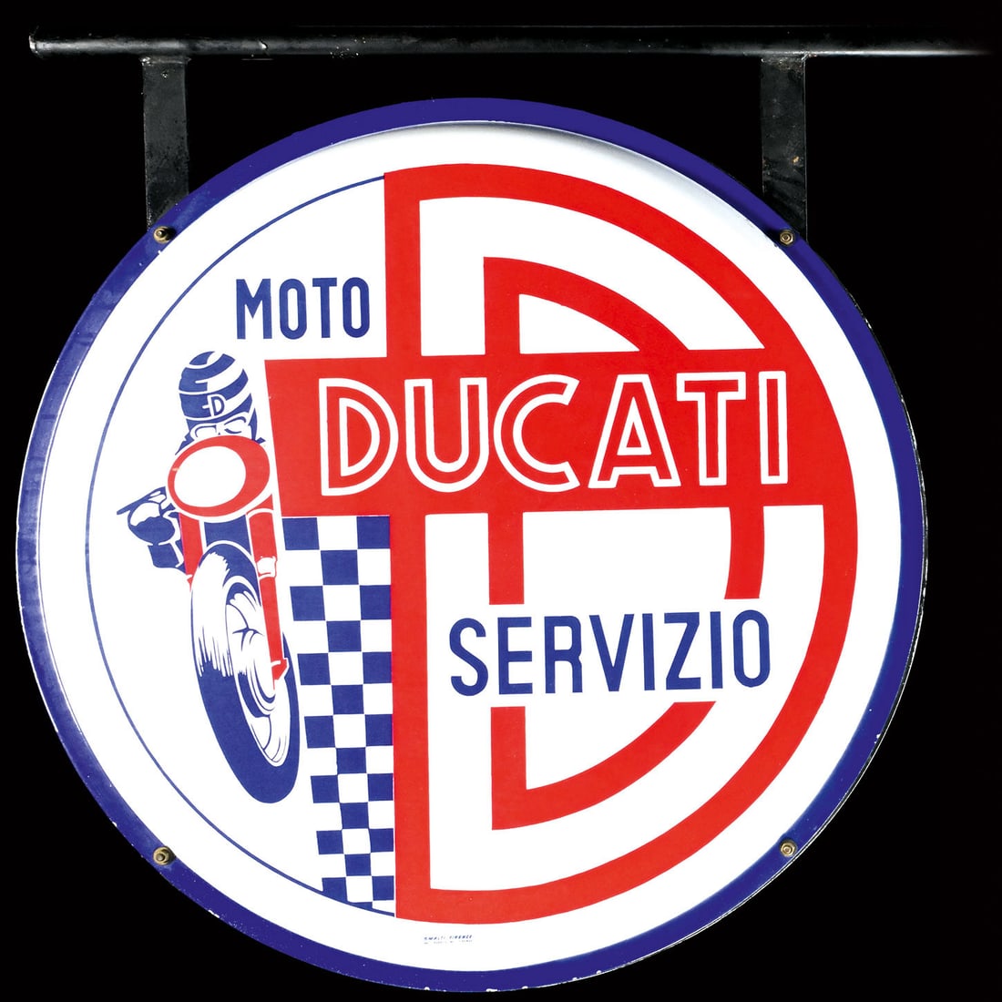 DUCATI SERVIZIO | 24" PORCELAIN SIGN | DOUBLE SIDED FLANGE | SUPERB CONDITION (1 of 2)