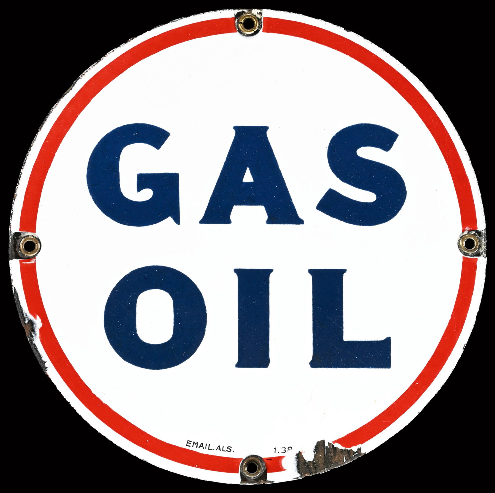 GAS OIL | RARE 7" PUMP PLATE PORCELAIN SIGN (1 of 6)