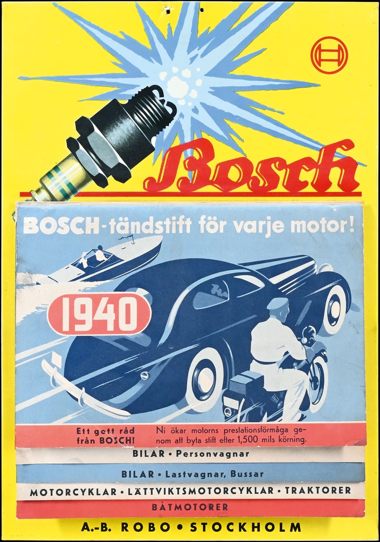 BOSCH | SUPER RARE 18" TIN SIGN WITH ORIGINAL CALENDER (1 of 8)