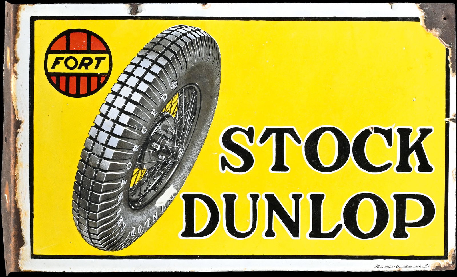 STOCK DUNLOP FORT | 20" PORCELAIN SIGN | DOUBLE SIDED FLANGE (1 of 10)